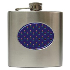 Nerdy 60s  Girl Pattern Blue Hip Flask (6 Oz) by snowwhitegirl