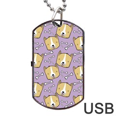 Corgi Pattern Dog Tag Usb Flash (two Sides) by Sudhe