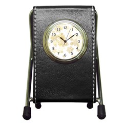 Christmas Gold Stars Snow Flakes  Pen Holder Desk Clock by Lullaby