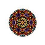 Geometric Pattern Kaleidoscope Art Mirror Image Mosaic Rubber Round Coaster (4 pack)  Front