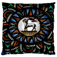 Spain Catalonia Montserrat Church  Stained Glass Large Cushion Case (two Sides) by Wegoenart