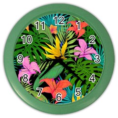 Tropical Greens Color Wall Clock by Sobalvarro