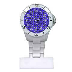 Retro Girl Daisy Chain Pattern Blue Plastic Nurses Watch by snowwhitegirl