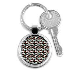 Vintage Hippie Girl Pattern Blue Key Chain (round) by snowwhitegirl