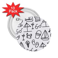 Black And White Summer Vector Pattern 2 25  Buttons (10 Pack)  by Vaneshart