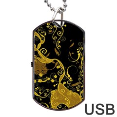 Floral Pattern Background Dog Tag Usb Flash (one Side) by Vaneshart