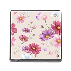 Vector Hand Drawn Cosmos Flower Pattern Memory Card Reader (square 5 Slot) by Sobalvarro