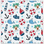 Seamless Pattern Nautical Icons Cartoon Style Canvas 16  x 16  15.2 x15.41  Canvas - 1