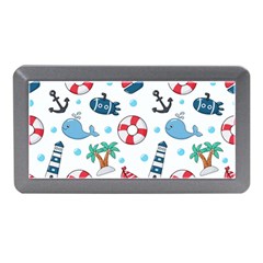 Seamless Pattern Nautical Icons Cartoon Style Memory Card Reader (mini) by Vaneshart