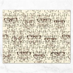 Seamless Pattern Hand Drawn Cats With Hipster Accessories Rectangular Jigsaw Puzzl by Vaneshart
