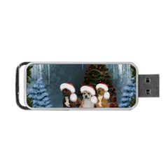Christmas, Cute Dogs With Christmas Hat Portable Usb Flash (two Sides) by FantasyWorld7