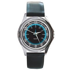 Blue Car Speedometer Round Metal Watch by trulycreative