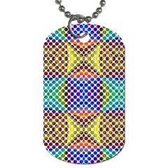 Colorful Circle Abstract White Brown Blue Yellow Dog Tag (one Side) by BrightVibesDesign