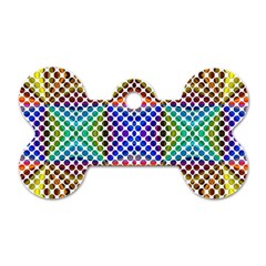 Colorful Circle Abstract White Brown Blue Yellow Dog Tag Bone (two Sides) by BrightVibesDesign