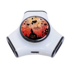 Funny Halloween Design, Cat, Pumpkin And Witch 3-port Usb Hub by FantasyWorld7