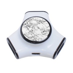 White Marble Texture Floor Background With Black Veins Texture Greek Marble Print Luxuous Real Marble 3-port Usb Hub by genx