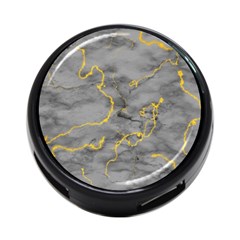 Marble Neon Retro Light Gray With Gold Yellow Veins Texture Floor Background Retro Neon 80s Style Neon Colors Print Luxuous Real Marble 4-port Usb Hub (two Sides) by genx