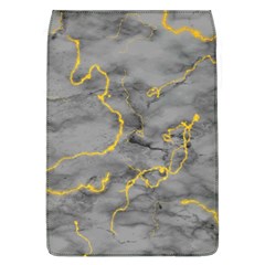 Marble Neon Retro Light Gray With Gold Yellow Veins Texture Floor Background Retro Neon 80s Style Neon Colors Print Luxuous Real Marble Removable Flap Cover (l) by genx