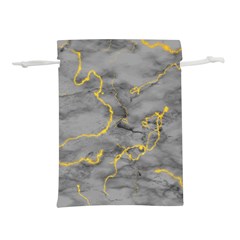 Marble Neon Retro Light Gray With Gold Yellow Veins Texture Floor Background Retro Neon 80s Style Neon Colors Print Luxuous Real Marble Lightweight Drawstring Pouch (l) by genx