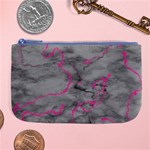 Marble light gray with bright magenta pink veins texture floor background retro neon 80s style neon colors print luxuous real marble Large Coin Purse Front