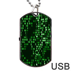 Abstract Plaid Green Dog Tag Usb Flash (two Sides) by HermanTelo