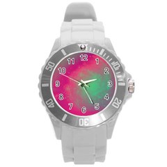 Effet Galaxy Rose/vert Round Plastic Sport Watch (l) by kcreatif