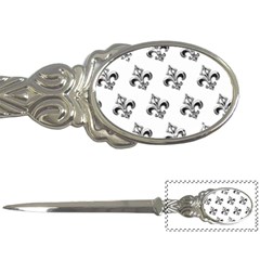 French France Fleur De Lys Metal Pattern Black And White Antique Vintage Letter Opener by Quebec