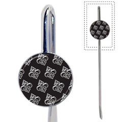 French France Fleur De Lys Metal Pattern Black And White Antique Vintage Black Rocker Book Mark by Quebec