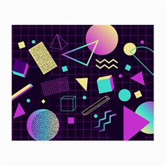 Retrowave Aesthetic Vaporwave Retro Memphis Pattern 80s Design 3d Geometric Shapes Small Glasses Cloth by genx