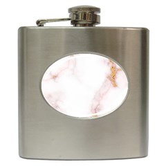 Pink And White Marble Texture With Gold Intrusions Pale Rose Background Hip Flask (6 Oz) by genx