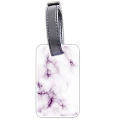White Marble Violet Purple Veins Accents Texture Printed Floor Background Luxury Luggage Tag (two Sides) by genx
