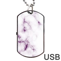 White Marble Violet Purple Veins Accents Texture Printed Floor Background Luxury Dog Tag Usb Flash (one Side) by genx