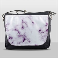 White Marble Violet Purple Veins Accents Texture Printed Floor Background Luxury Messenger Bag by genx