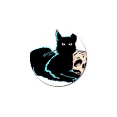 Black Cat & Halloween Skull Golf Ball Marker by gothicandhalloweenstore