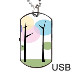 Forest Trees Nature Plants Dog Tag Usb Flash (one Side) by HermanTelo