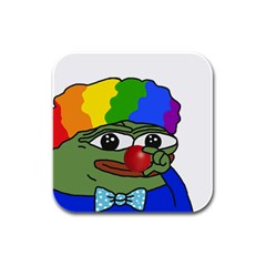 Clown World Pepe The Frog Honkhonk Meme Kekistan Funny Rubber Square Coaster (4 Pack)  by snek