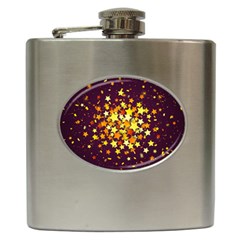 Colorful Confetti Stars Paper Particles Scattering Randomly Dark Background With Explosion Golden St Hip Flask (6 Oz) by Vaneshart