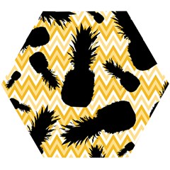 Ananas Chevrons Noir/jaune Wooden Puzzle Hexagon by kcreatif