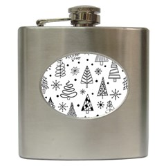 Seamless Pattern With Christmas Trees Hip Flask (6 Oz) by Vaneshart