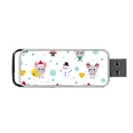 Christmas Seamless Pattern With Cute Kawaii Mouse Portable USB Flash (Two Sides) Back