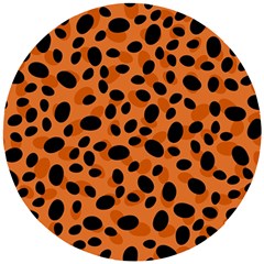 Orange Cheetah Animal Print Wooden Puzzle Round by mccallacoulture