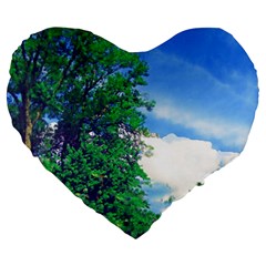 Drawing Of A Summer Day Large 19  Premium Heart Shape Cushions by Fractalsandkaleidoscopes