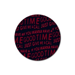 Motivational Phrase Motif Typographic Collage Pattern Rubber Round Coaster (4 Pack)  by dflcprintsclothing
