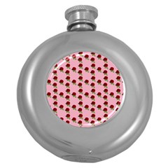 Rose In Pink Round Hip Flask (5 Oz) by snowwhitegirl