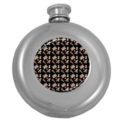 Robin Art Black Pattern Round Hip Flask (5 Oz) by snowwhitegirl
