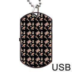 Robin Art Black Pattern Dog Tag Usb Flash (two Sides) by snowwhitegirl