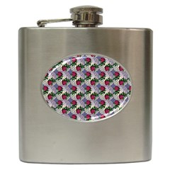 Doily Rose Pattern Blue Hip Flask (6 Oz) by snowwhitegirl