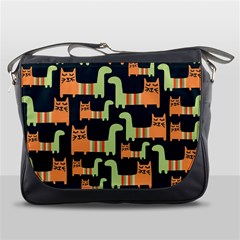 Seamless Pattern With Cats Messenger Bag by Vaneshart