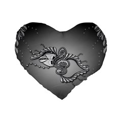 Decorative Clef, Zentangle Design Standard 16  Premium Heart Shape Cushions by FantasyWorld7