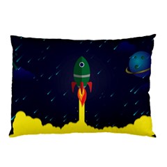 Rocket Halftone Astrology Astronaut Pillow Case by Wegoenart